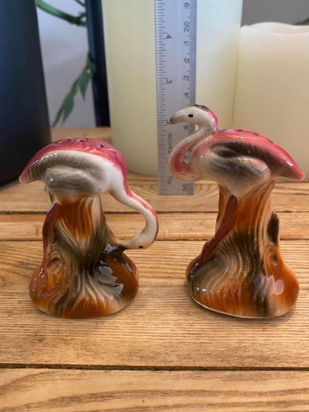 Vintage Mid-Century Flamingo Salt & Pepper Shakers - Rare Pose Pair